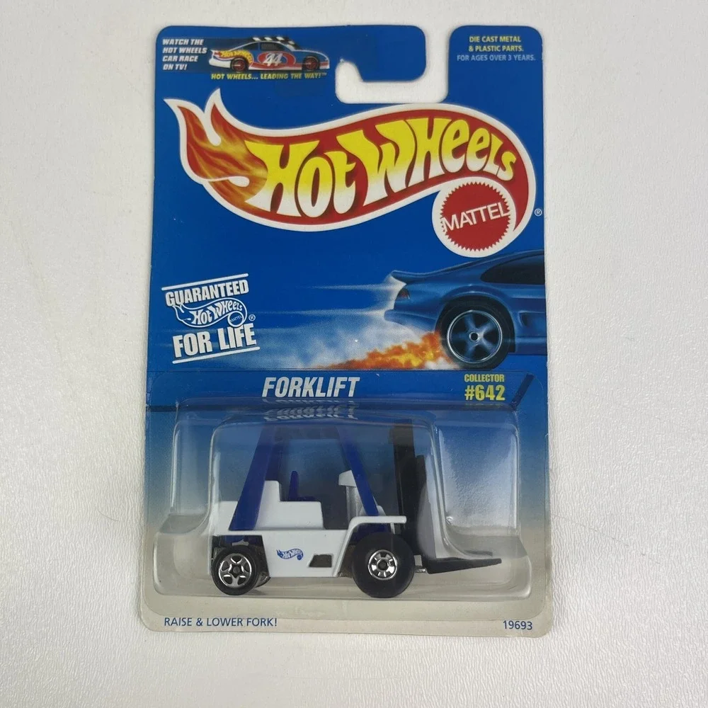 1996 Hot Wheels Blue White Card 642 Forklift White Blue Chrome